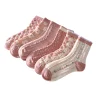 3D Jacquard Pink Flower Medium Tube Women Socks