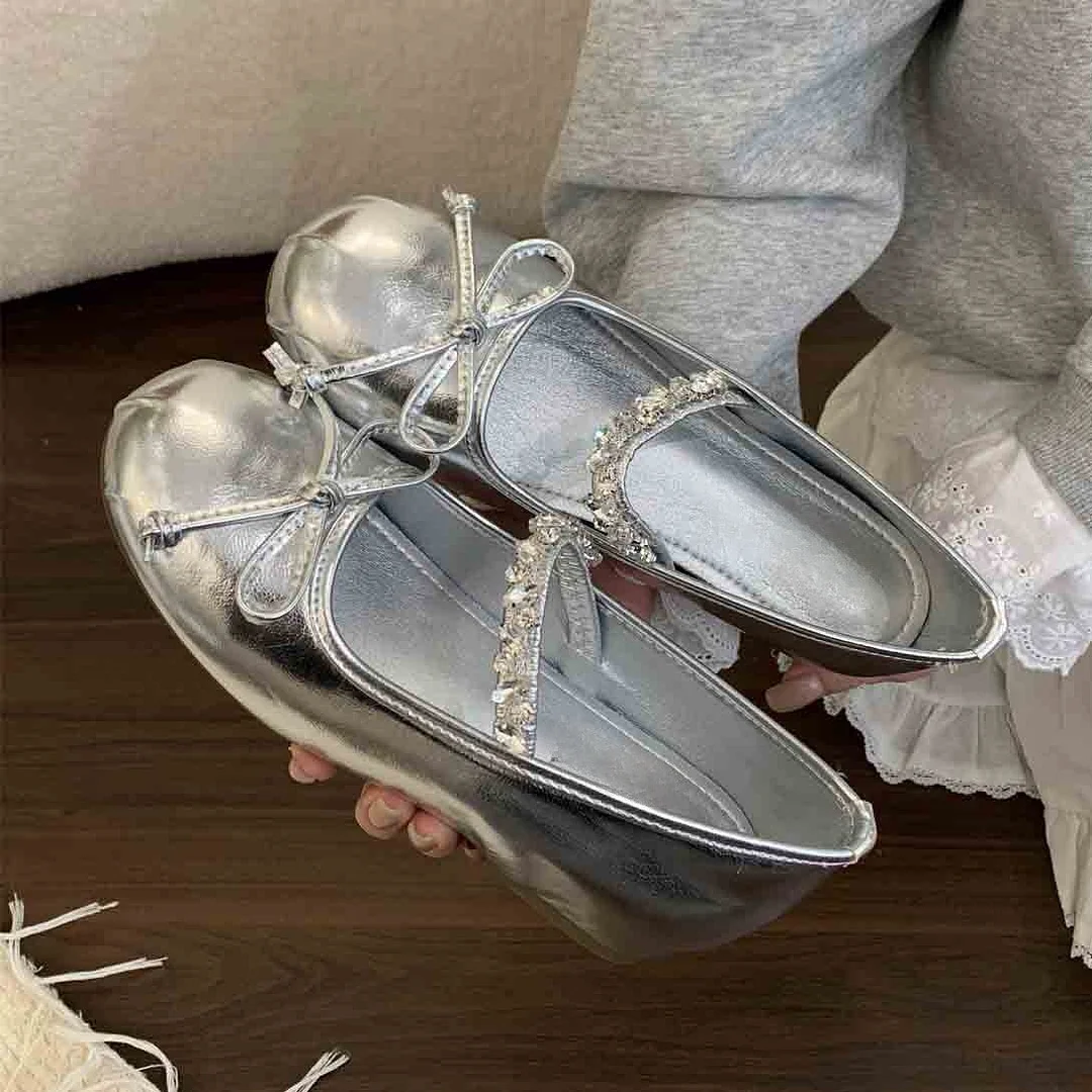 Breakj Breakj Height Raised Small Silk Satin Single Shoes Women 2025 New Spring And Autumn French Retro Ballet Style Thick-Soled Mary Treasure Shoes