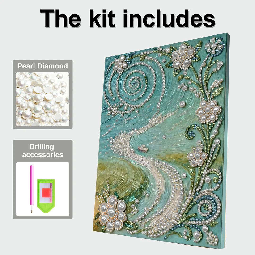 Path DIY Pearl Diamond Art Kits for Adults Home Decor With Frame 30x40cm