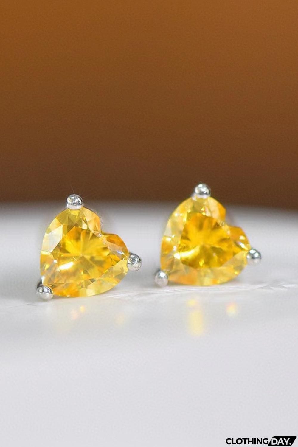 2 Carat Yellow Heart Moissanite Platinum-Plated Earrings