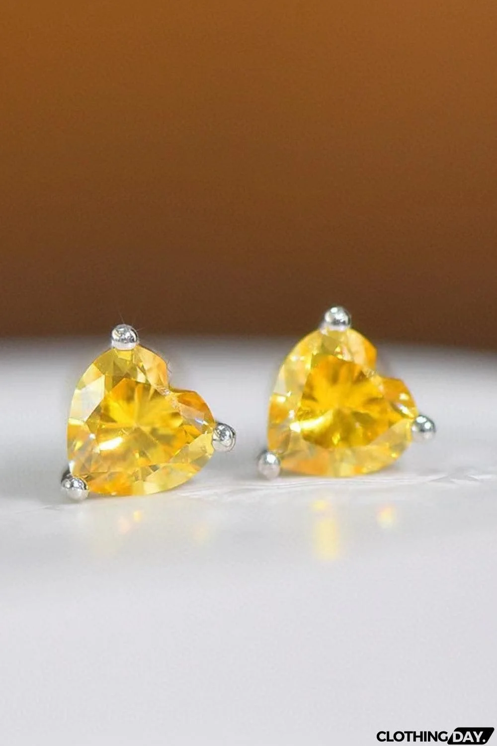 2 Carat Yellow Heart Moissanite Platinum-Plated Earrings