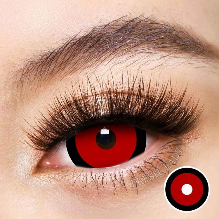 Freshlady Jigsaw Black&Red Full Sclera Crazy Contact Lenses