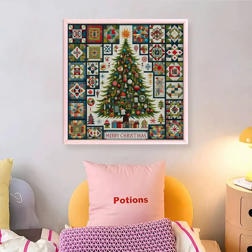14CT Full Stamped/Counted Cross Stitch Kit - Xmas Tree (40*40CM)