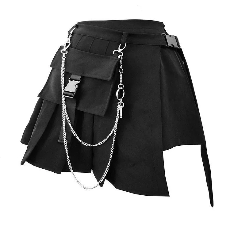Chained Pocket High Waist Skirt