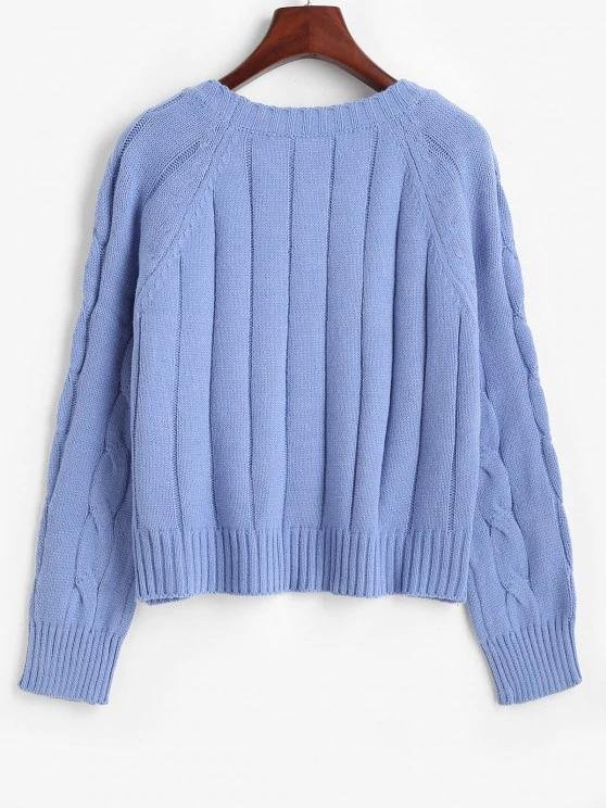 Cable Pointelle Knit Raglan Sleeve Sweater