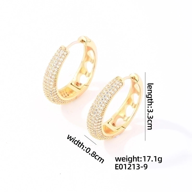 1 Pair Glam Luxurious Shiny Round Oval Solid Color Plating Inlay Copper Zircon Gold Plated Earrings