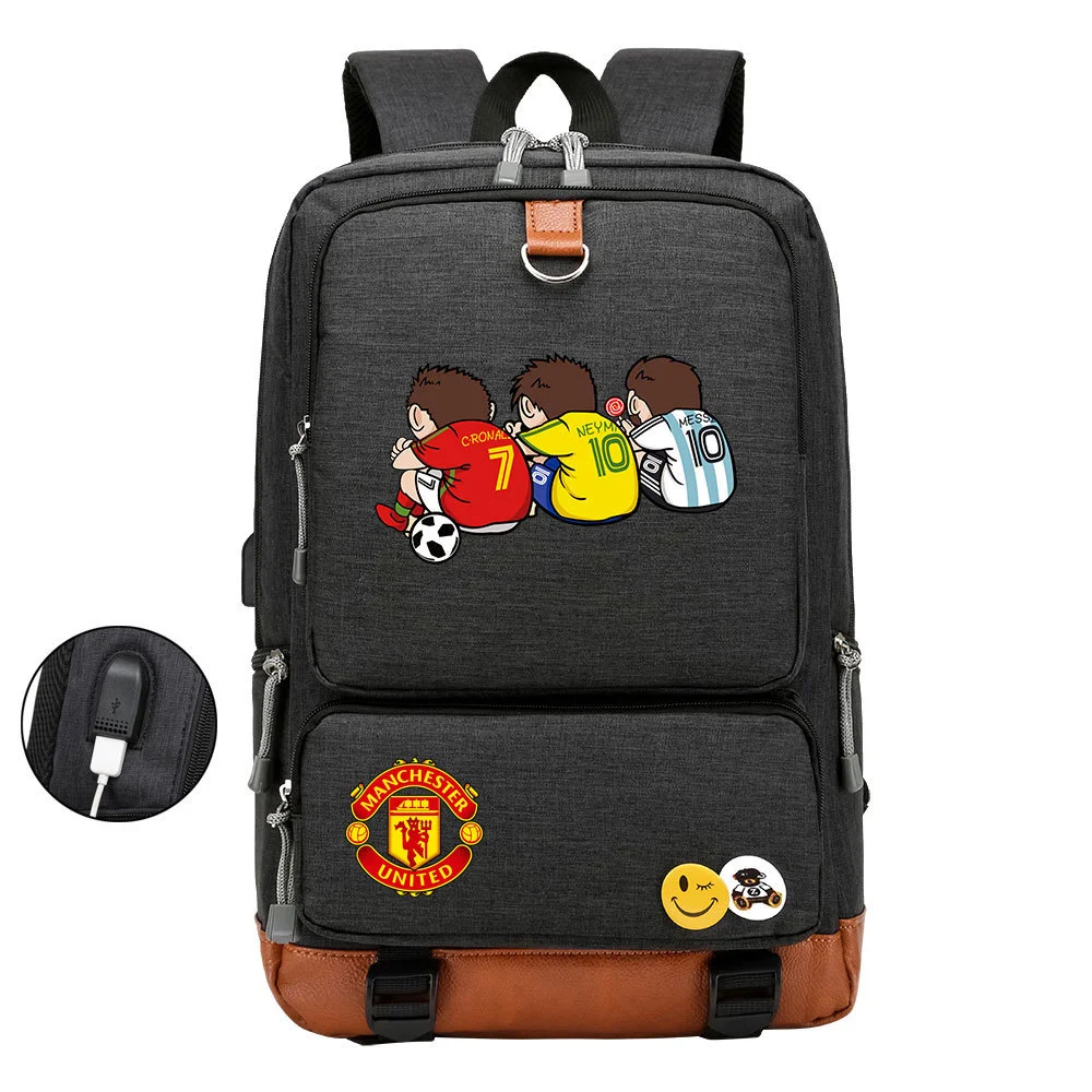Buzzdaisy Get Sports-Ready with Cristiano Ronaldo Printed Multi-Storage Backpack w/ USB and Laptop Space