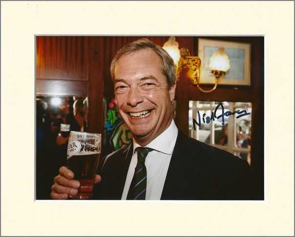 NIGEL FARAGE UKIP BREXIT PP 8x10 MOUNTED SIGNED AUTOGRAPH Photo Poster painting PRINT