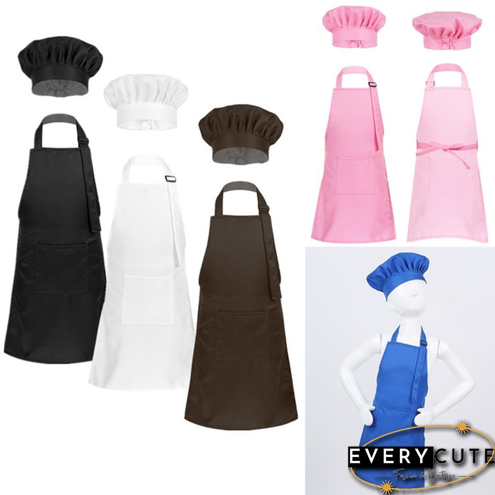 Children Kids Halloween Cosplay Outfits Adjustable Apron and Chef Hat Set for Kitchen Cooking Baking Painting