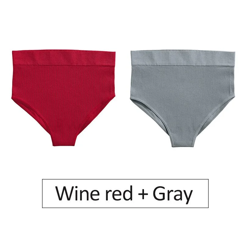 2PCS/Set Women's Panties High Waist Seamless Underwear Female Underpants Woman Sexy Briefs Ladies Panties Intimates Lingerie