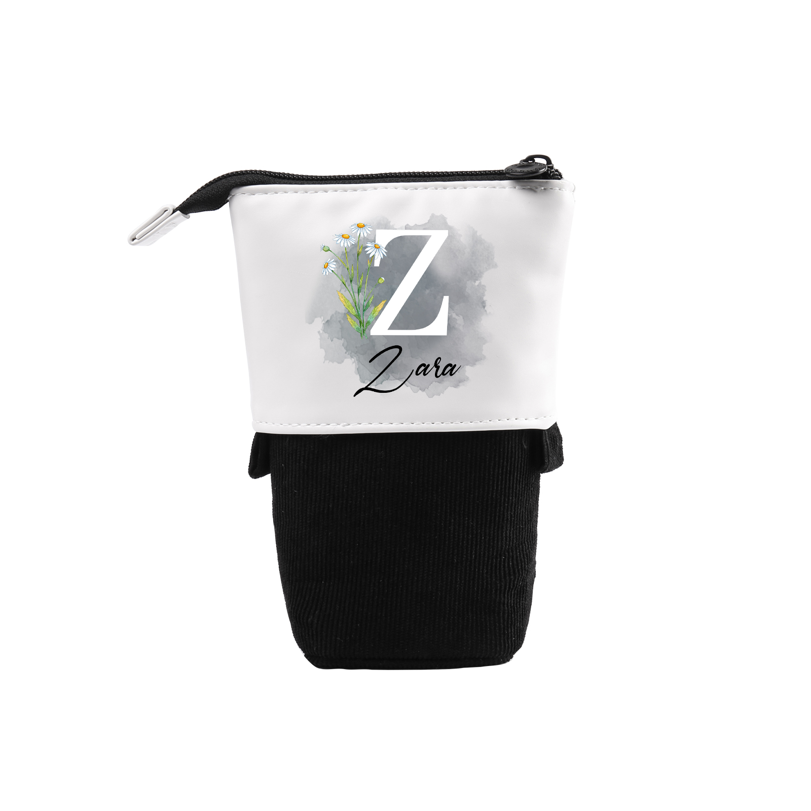 Astuccio per matite personalizzato con 1 nome e 1 lettera e 1 fiore di nascita regalo per scuola elementare bambini