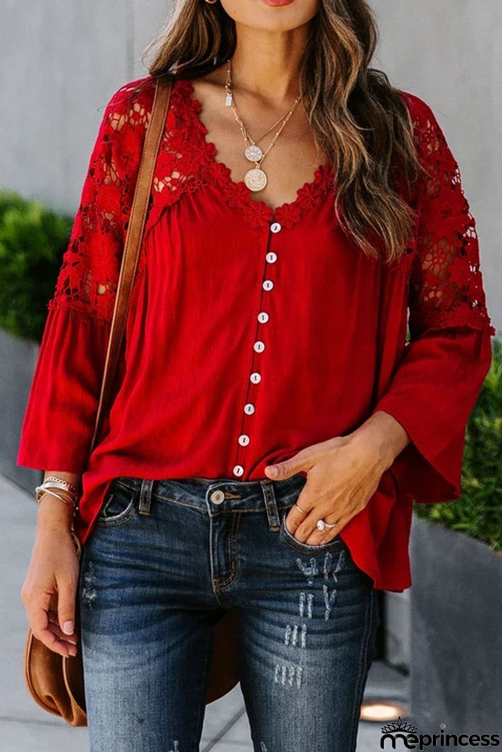 Crochet Lace Button Top