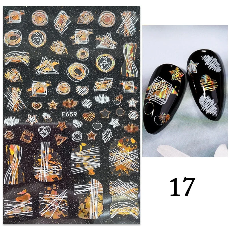 3D White Lace Flowers Translucent Nails Stickers Leaf Ballet Geometry Butterfly Gradient Abstract Nail Art Design Slider Decor