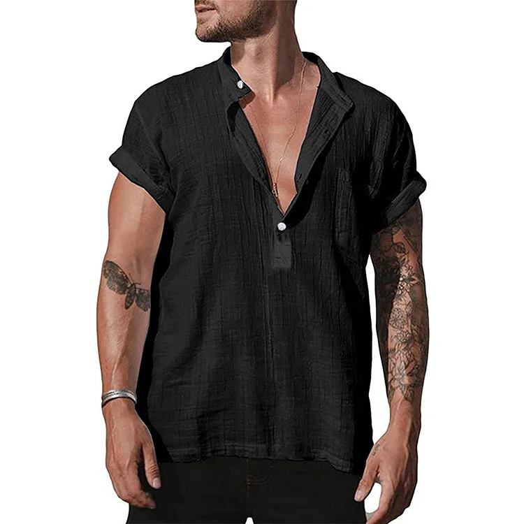 BrosWear Casual Stand Collar Loose Shirt