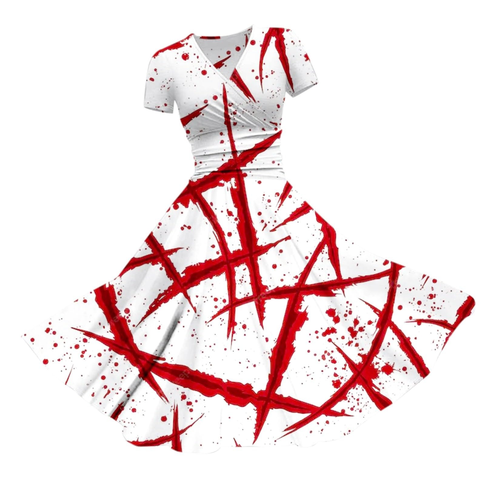 Women's Vintage Halloween Blood Print Maxi Dress