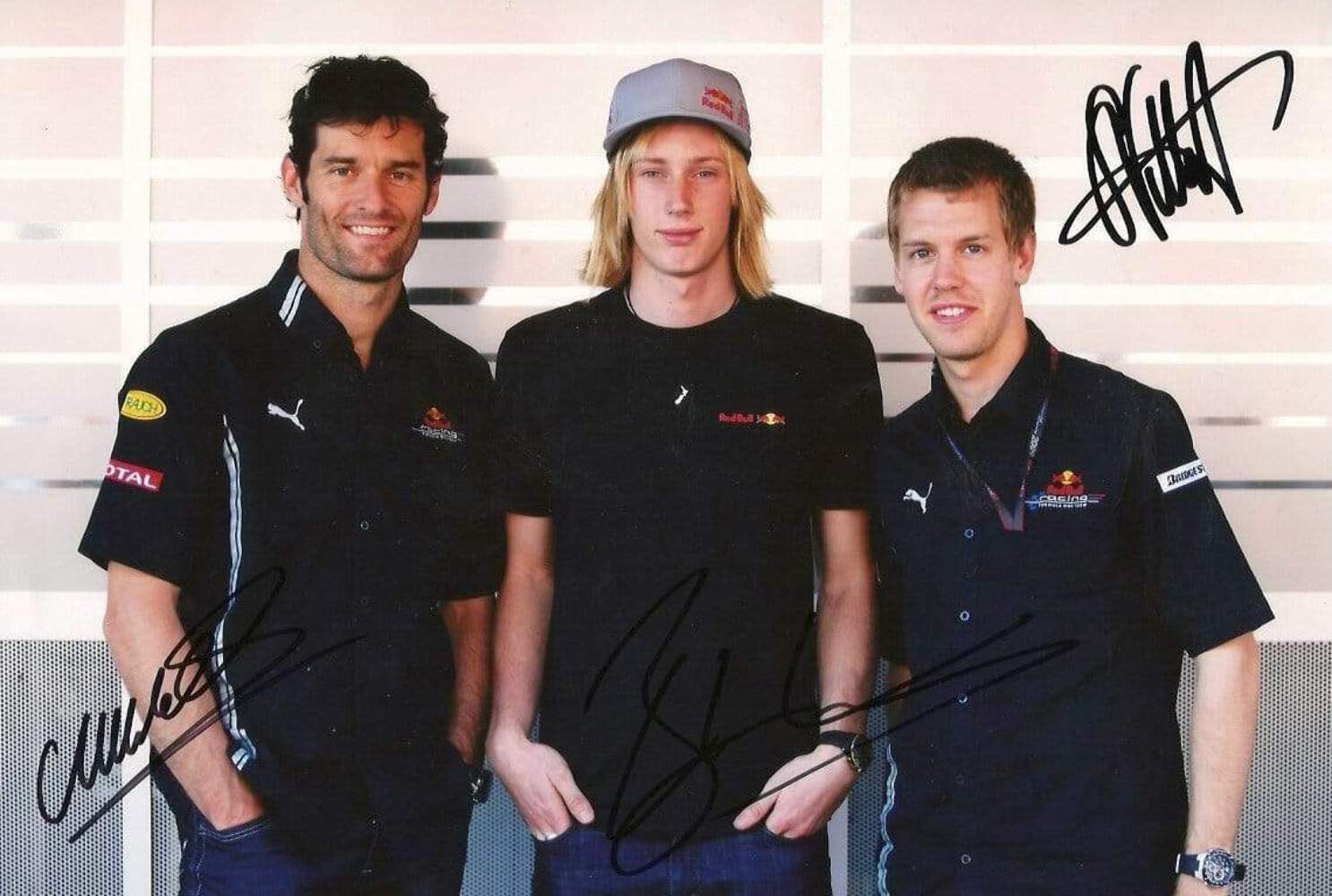 S. Vettel & M. Webber & B. Hartley F1 autographs, In-Person signed Photo Poster painting