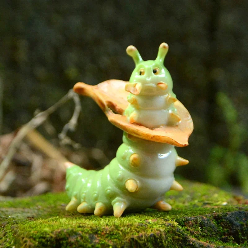 Simulation Caterpillar Scarab Beetle Figurine Miniature Fairy Garden Decoration Liftstyle Bonsai Decor