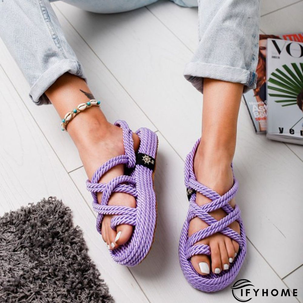 Women Criss Cross Lace-Up Casual Sandals | IFYHOME