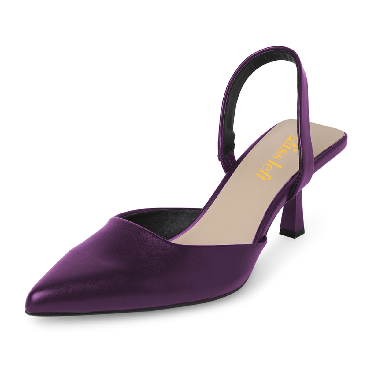 Purple Vegan Leather Slip-On Pointed Toe Stiletto Heel Slingback Shoes Nicepairs