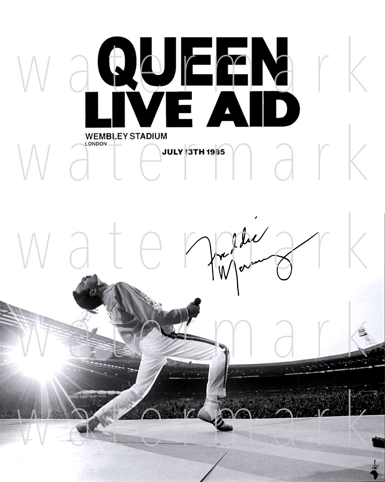 Live Aid 1985 Wembley Stadium Queen Freddie 8X10 inch print poster wall art RP