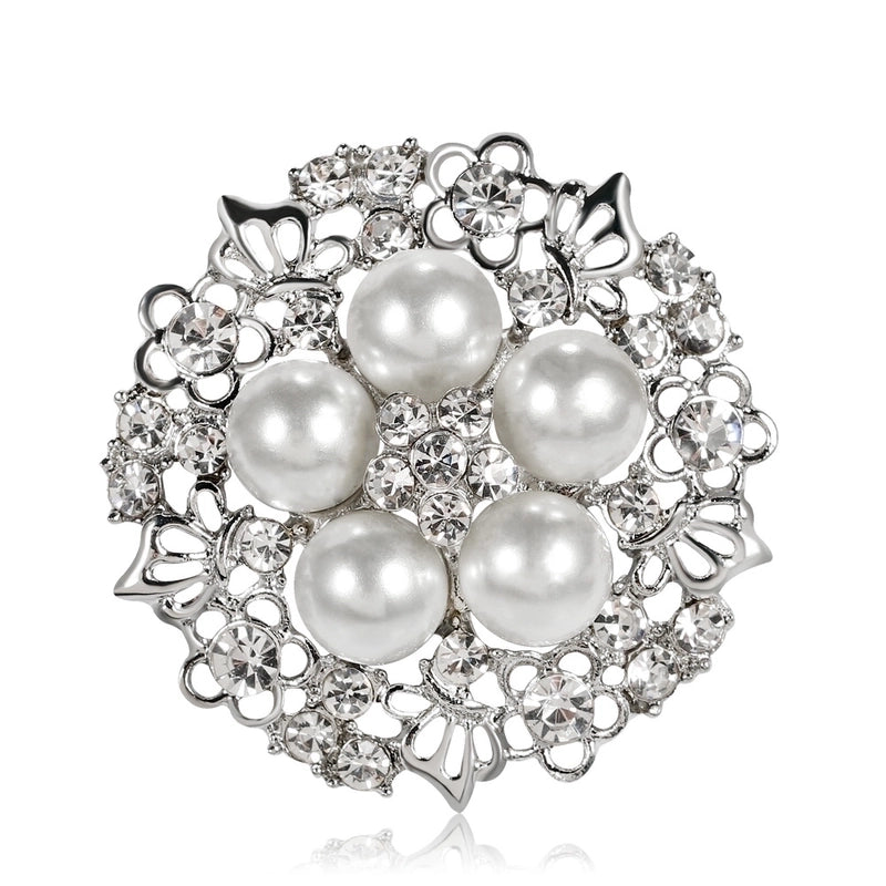 Korean Style Pin Flower Alloy Diamond Rhinestones Women'S Brooches