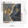 Black Cat Butterfly-Full Round Diamond Painting 30*30CM
