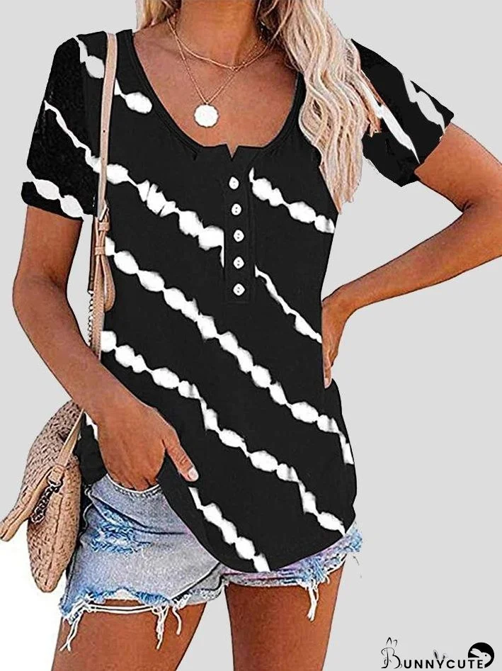 Casual Striped Short-sleeved T-shirt