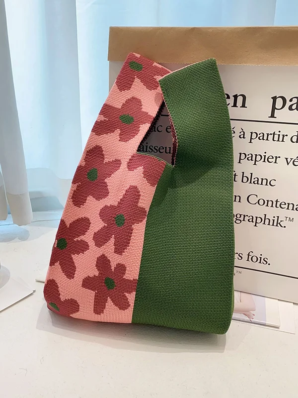 Contrast Color Floral Bags Accessories Handbags