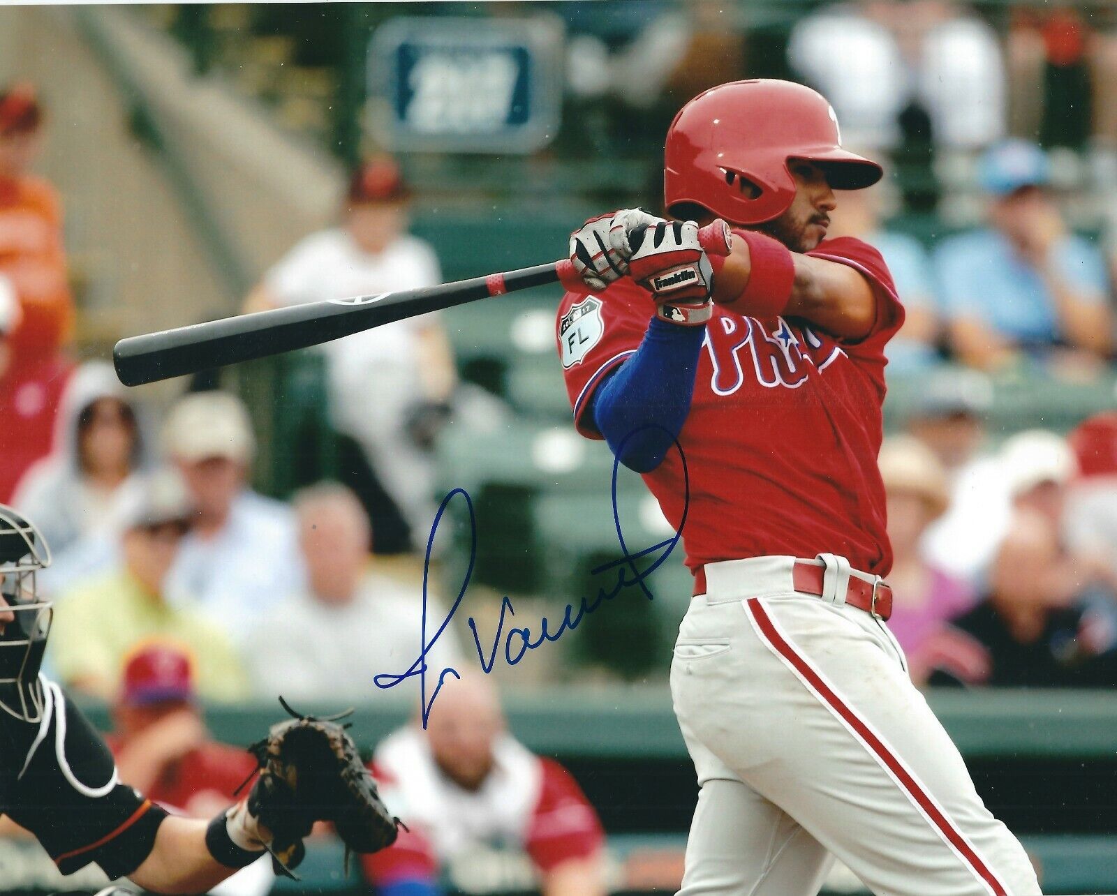 Signed 8x10 JESMUEL VALENTIN Philadelphia Phillies Autographed Photo Poster painting- COA