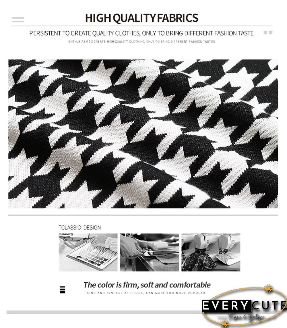 Long-sleeved Thousand Bird Geiger V Collar Bottom Knitted Sweater Girl