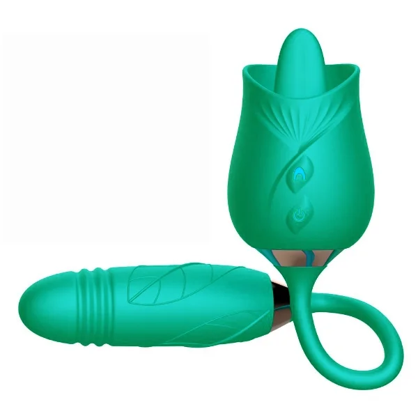 green flower rose toy with dildo