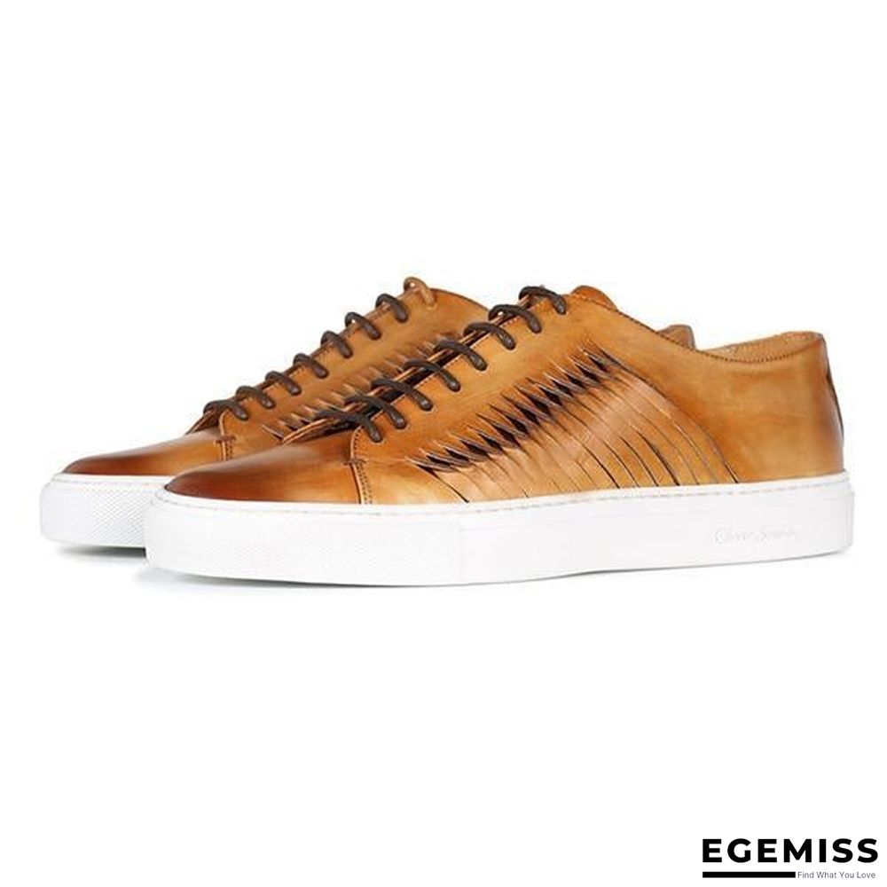Light Brown Antiqued  Leather Trainer | EGEMISS