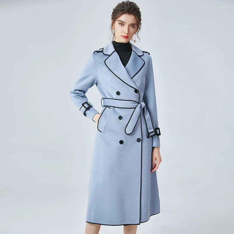 Women's water ripple double sided cashmere coat