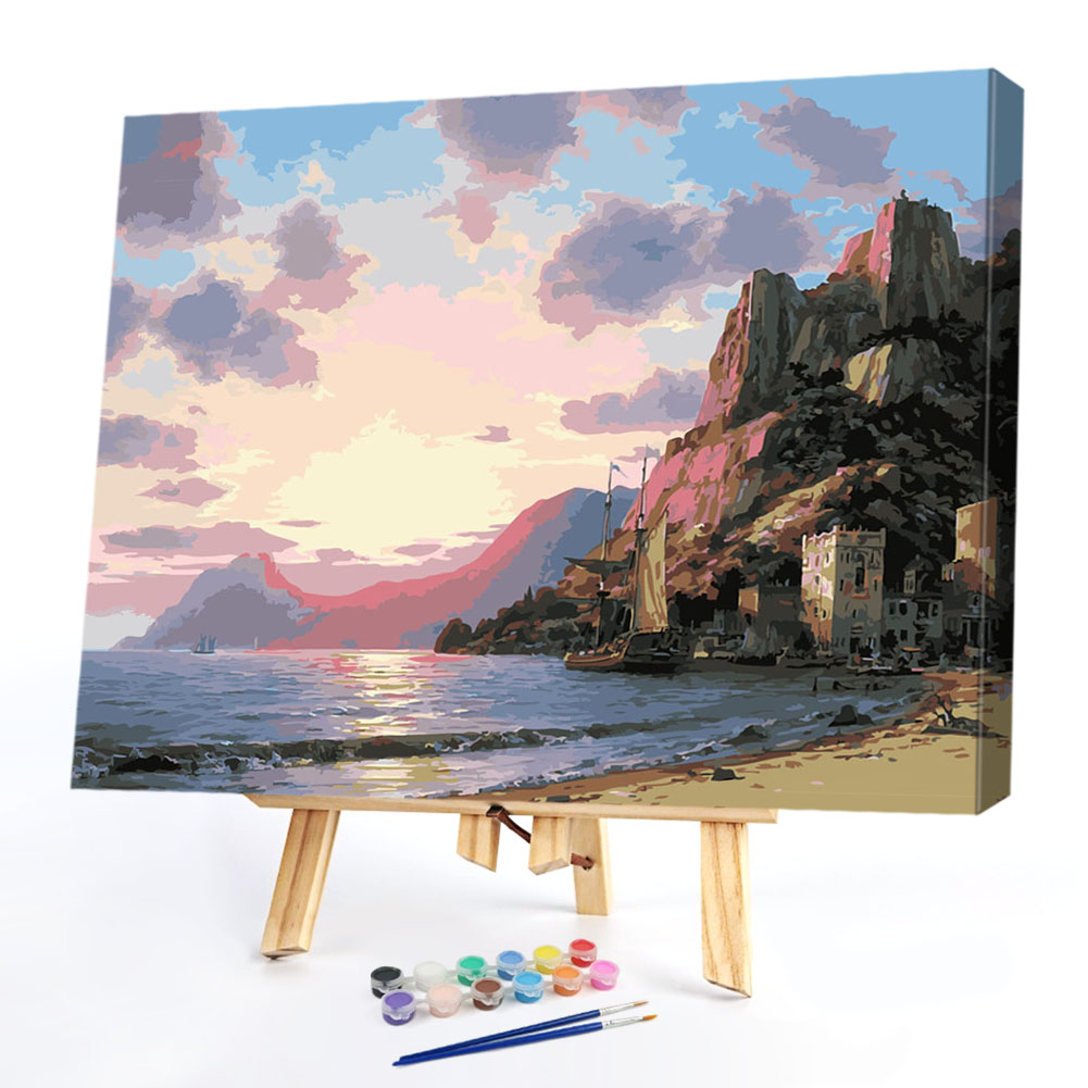

40*50cm - Paint By Numbers - Lighthouse Boat, 501 Original