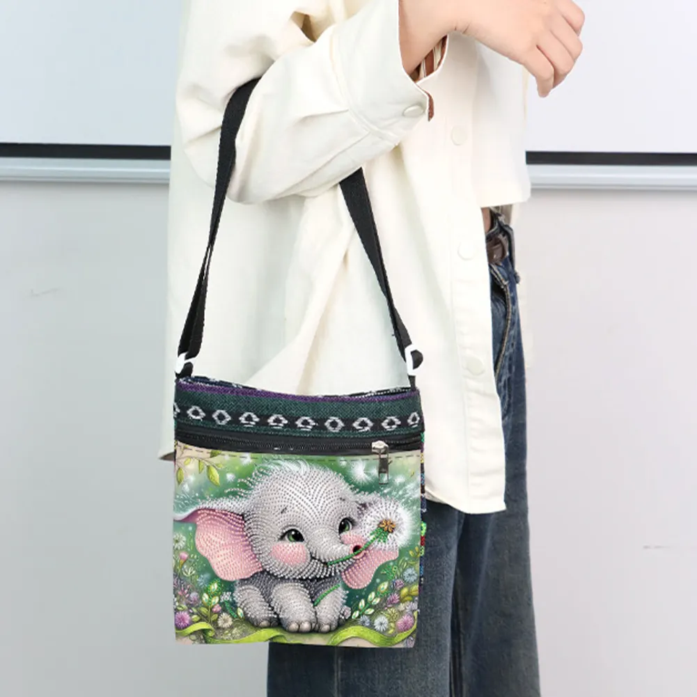 Baby Elephant 5D DIY Diamond Painting Shopper Bag Diamond Handmade Satchel Bag