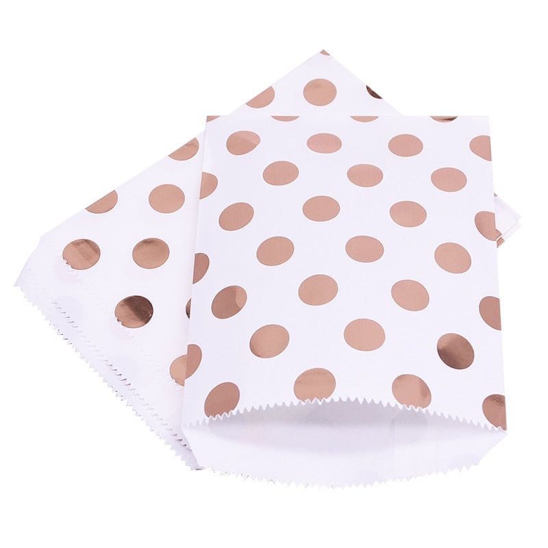 25Pcs Paper Bags Candy Gift Bag Food Packaging Christmas Wedding Favor Baby Shower Rose Gold Birthday Party Decoration Treat Bag