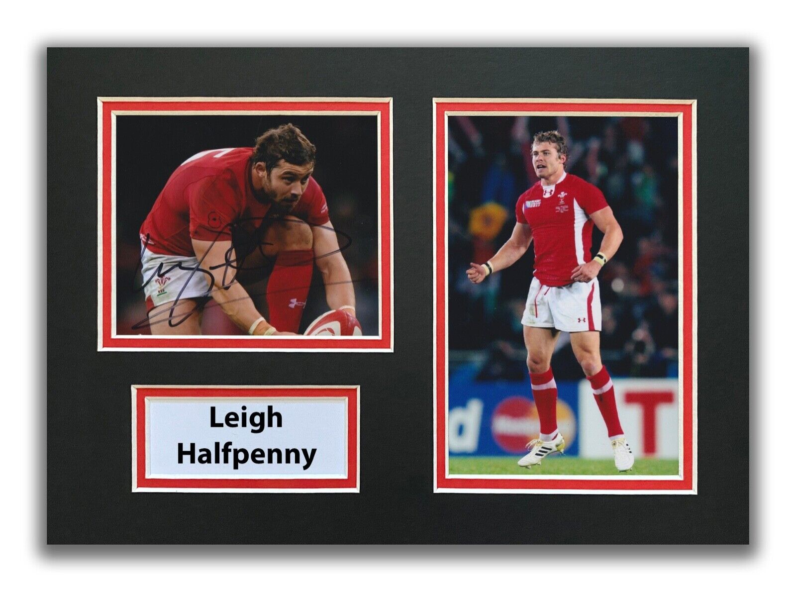 LEIGH HALFPENNY HAND SIGNED A4 MOUNTED Photo Poster painting DISPLAY - WALES RUGBY AUTOGRAPH 1