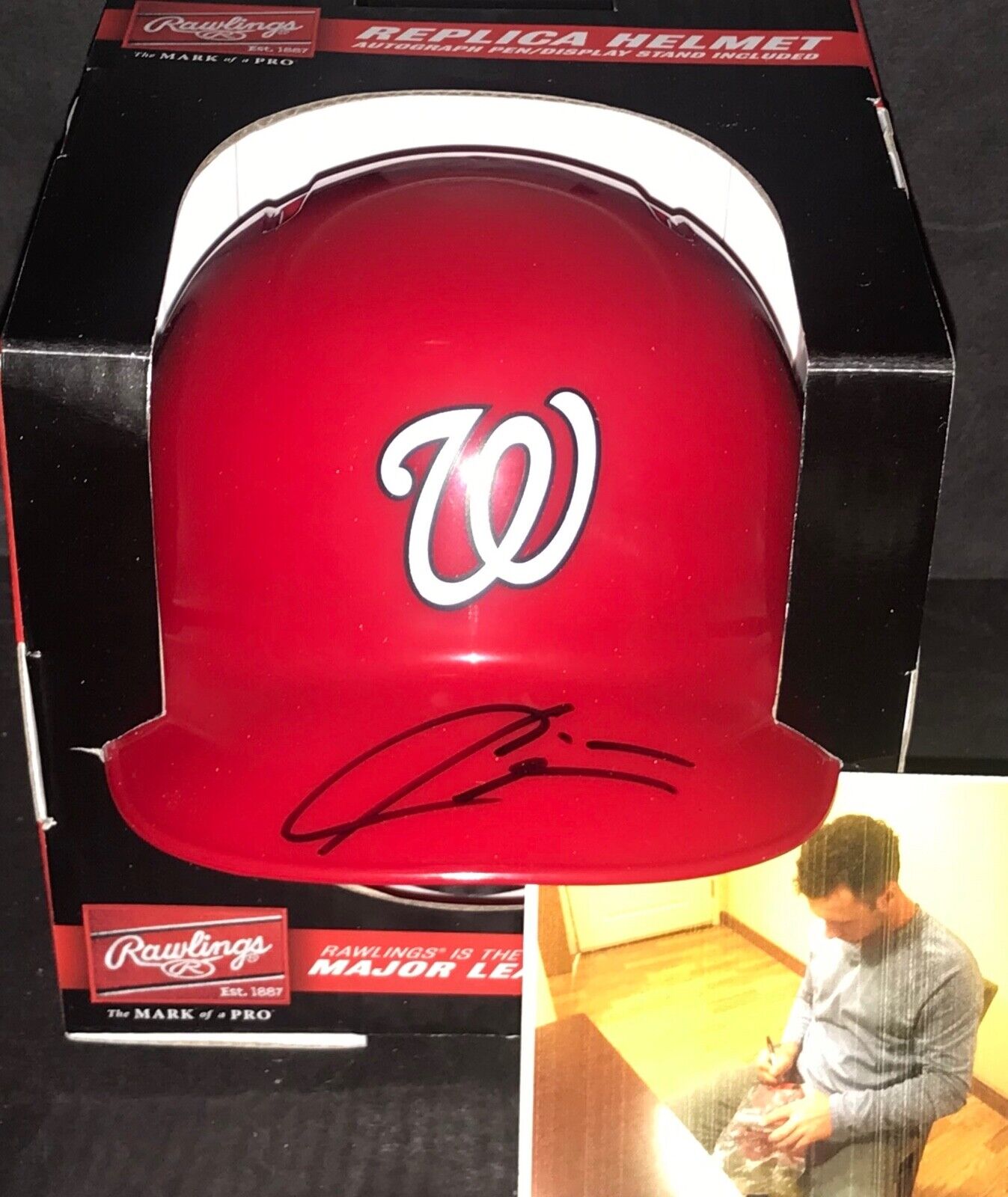 Carter Kieboom Washington Nationals Autographed Signed Mini Helmet w/picture 1