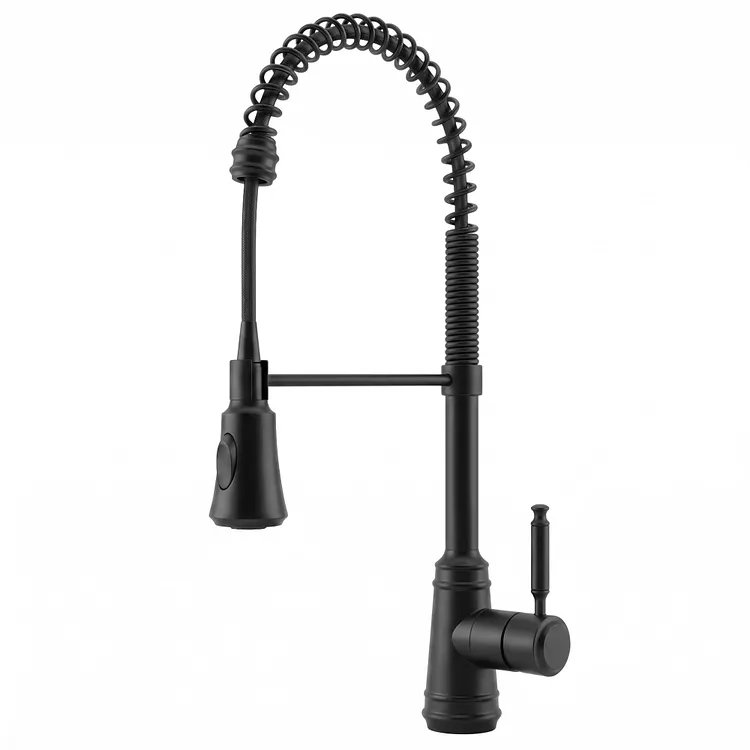 EVERSTEIN Commercial Spring Style Pull Down Kitchen Faucet Matte Black