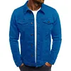Giacca in denim casual da uomo con risvolto abbottonato