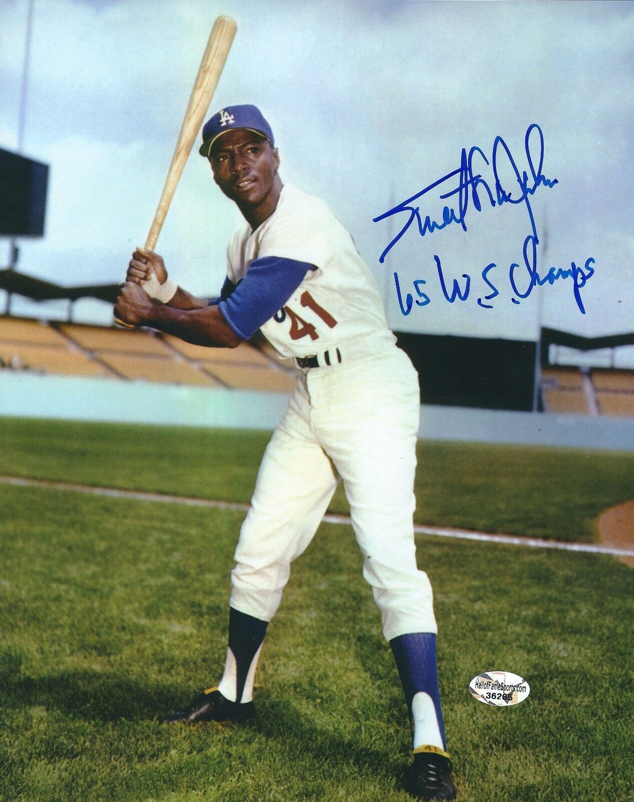 Autographed 8x10 LOU JOHNSON 65 WS Champs