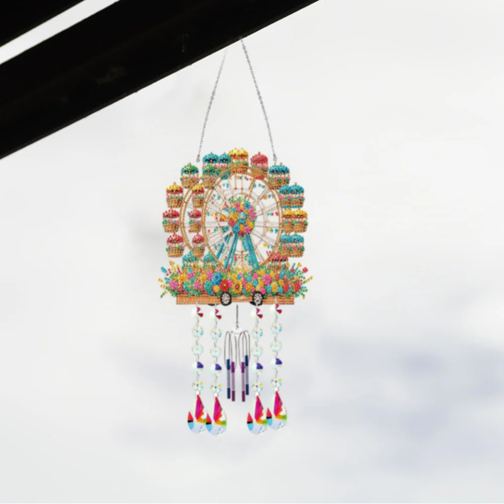 Double Sided Ferris Wheel 5D DIY Diamond Art Painting Wind Bell Hanging Sign