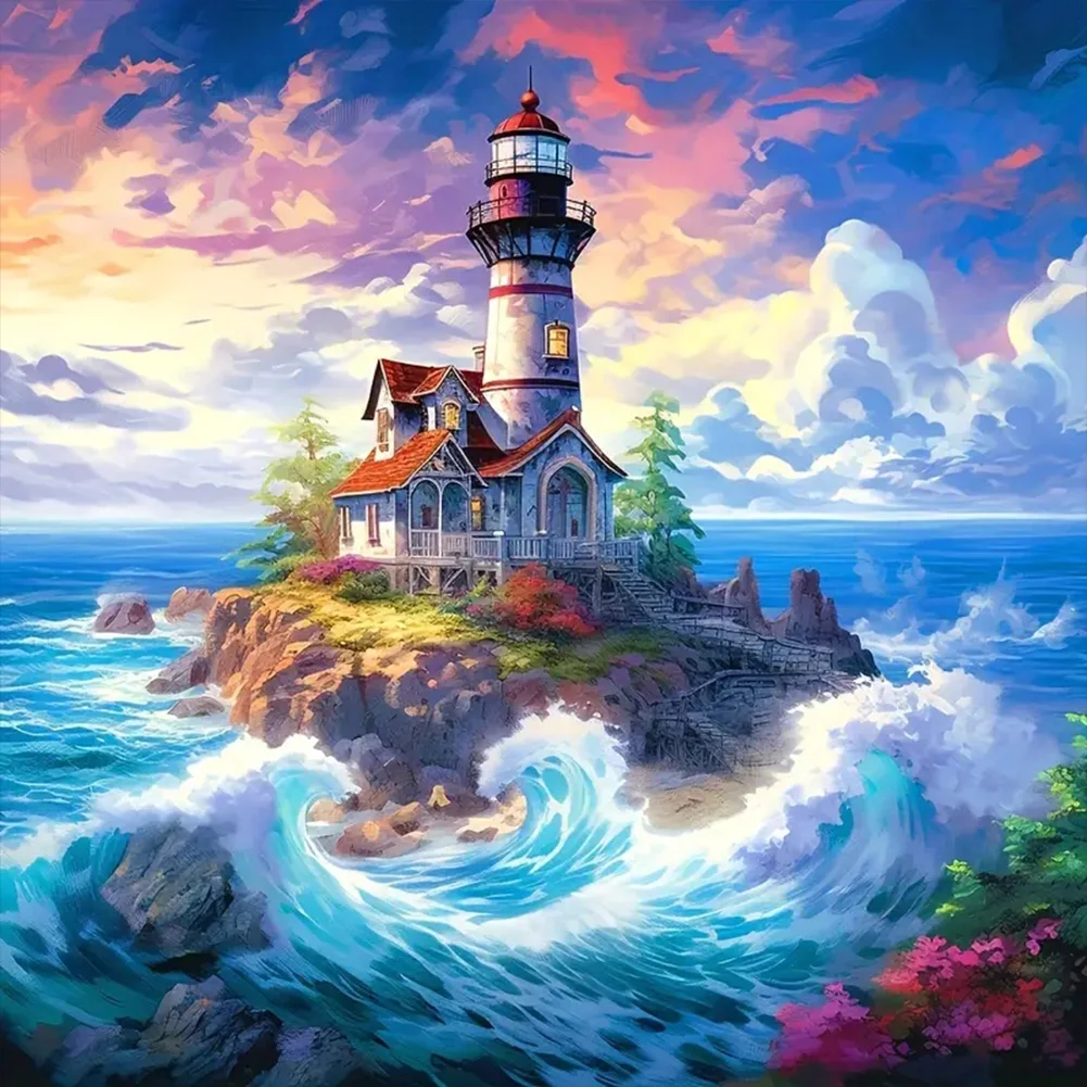 Diamond Painting - Full Round Drill - Sea Lighthouse(Canvas|40*40cm)