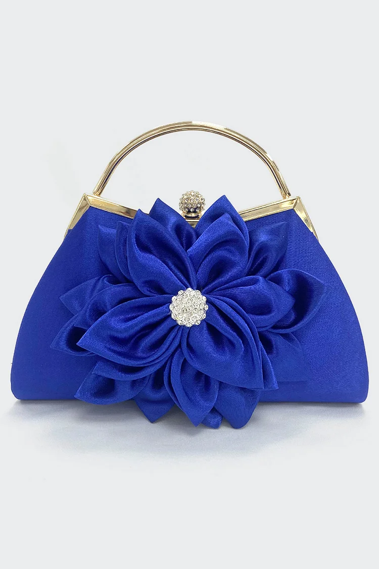 Retro Solid Color Rhinestone Decor 3D Floral Banquet Bag 2024 - Xpluswear