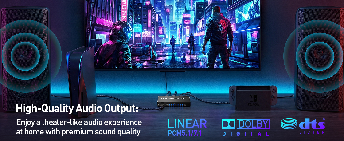 hdmi splitter 5 in 1 out