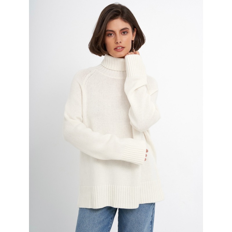 Ootddress Solid Loose Long Sleeve Turtleneck For Women Pullover High Street Slim Elegant Patchwork Sweater Top Oversized Sweater New