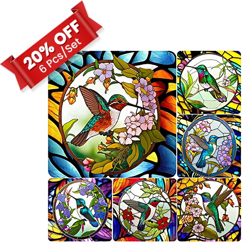 5D DIY Full Round Drill Diamond Painting Stained Glass Flower Bird Home  Decor