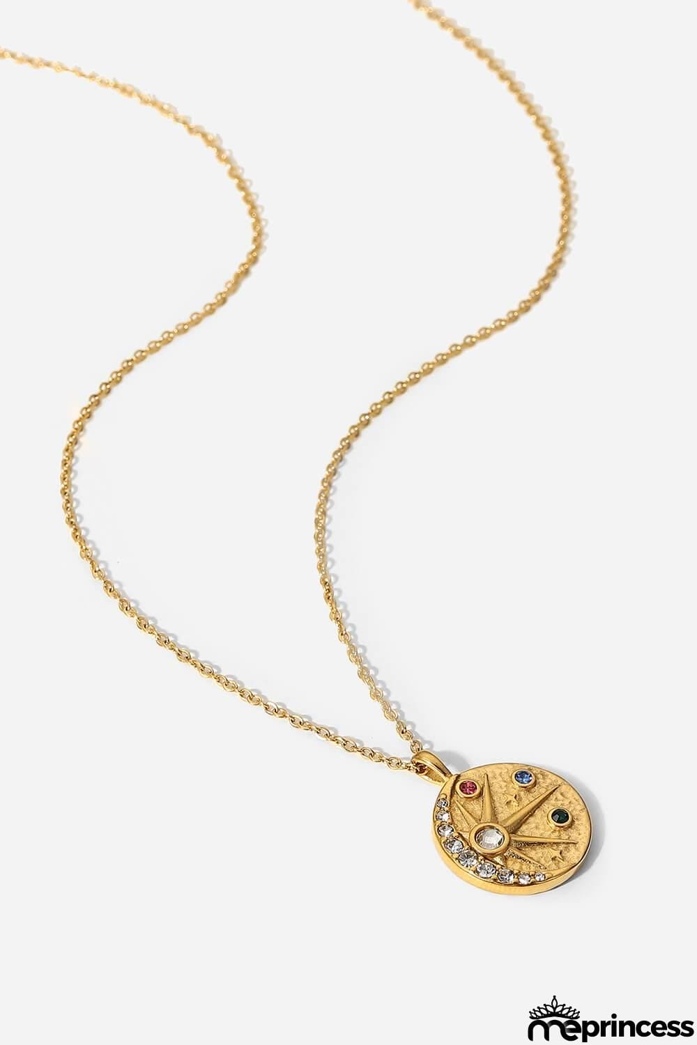 18K Gold Plated Inlaid Zircon Pendant Necklace