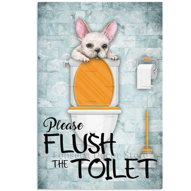 Dog Please Flush The Toilet - Vintage Tin Signs/Wooden Signs - 7.9x11.8in & 11.8x15.7in