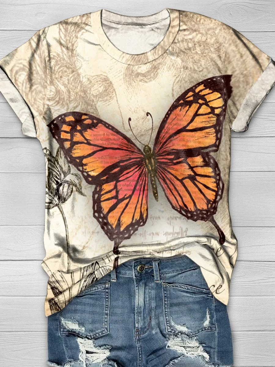 Butterfly Full Print Short Sleeve T-Shirt